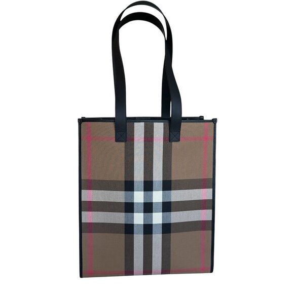 Burberry 8084551 Fabric & Leather Check Print Book Tote - Picture 1 of 16